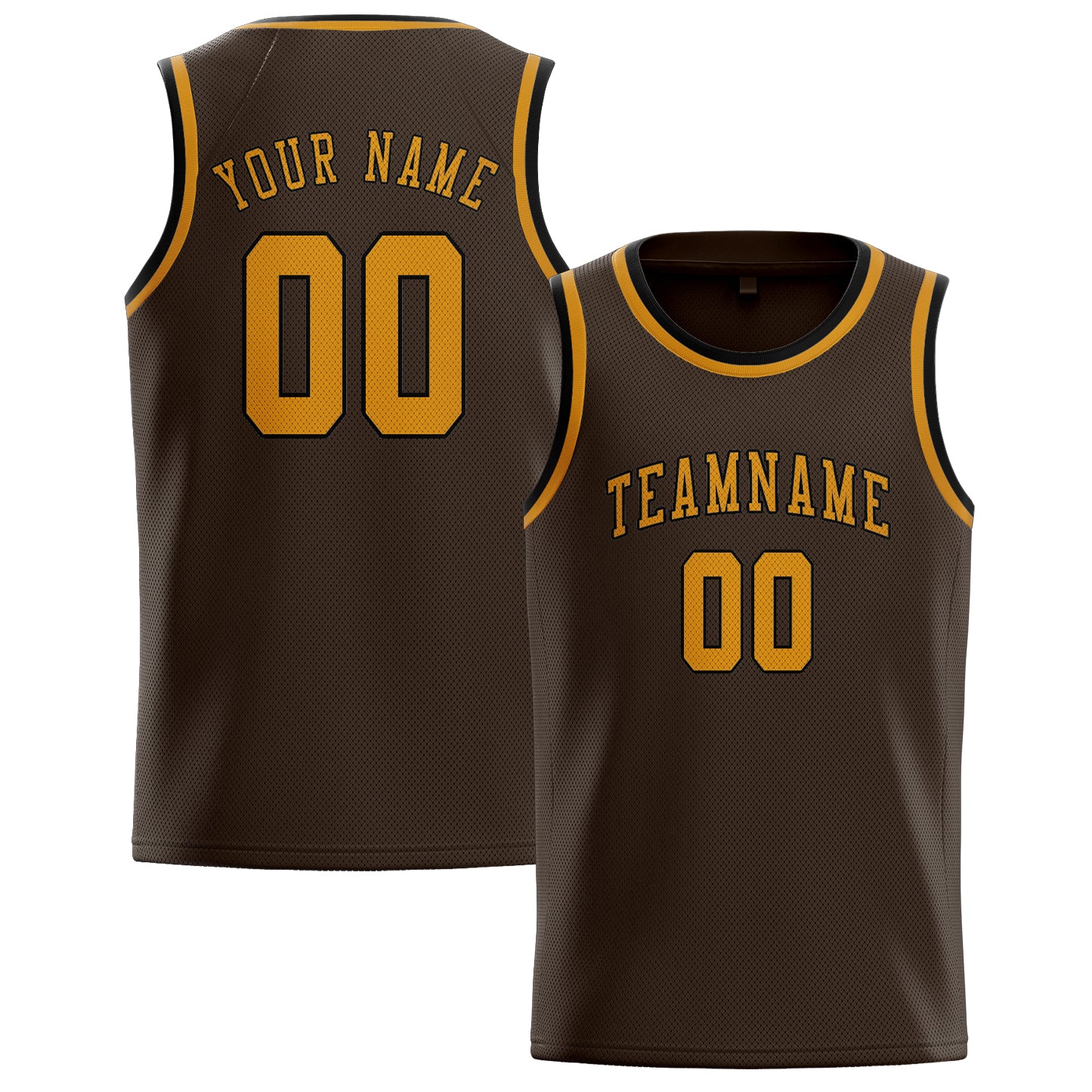 Maillot de basketball personnalisé marron et jaune