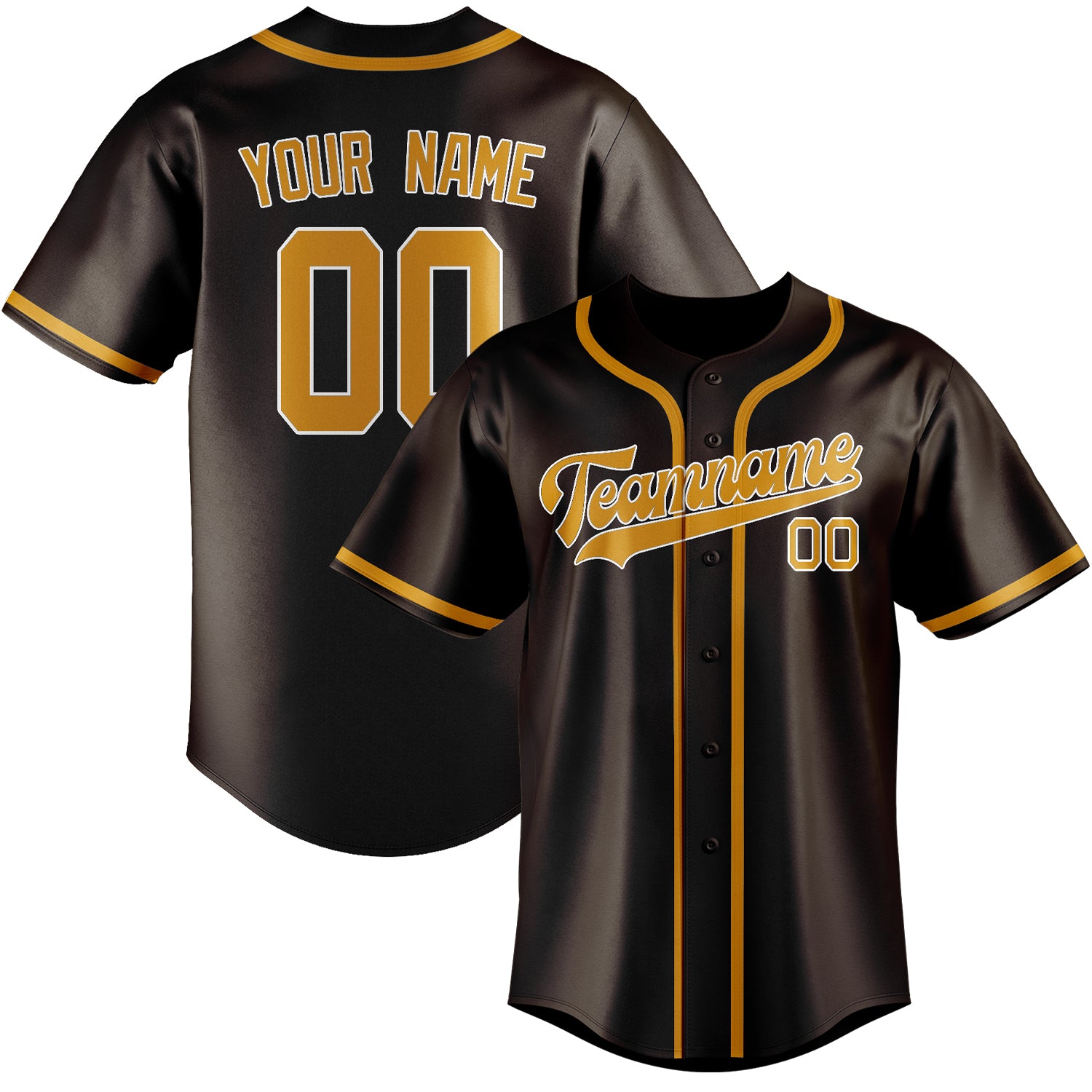 Maillot de baseball personnalisé marron et jaune