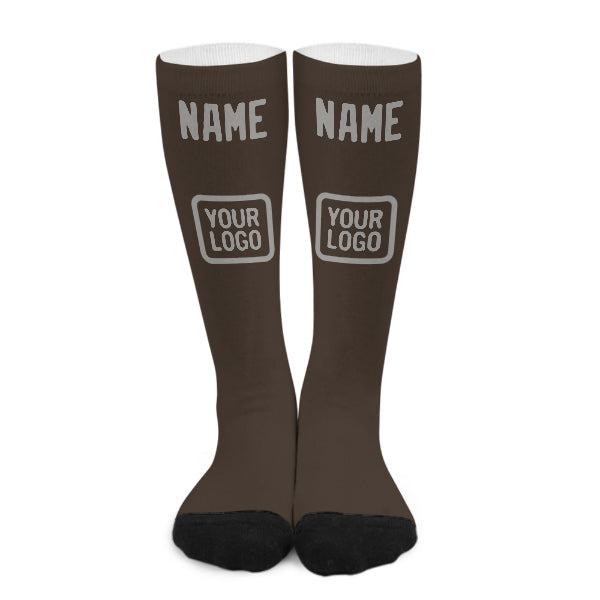 Chaussettes hautes marron et grises personnalisées