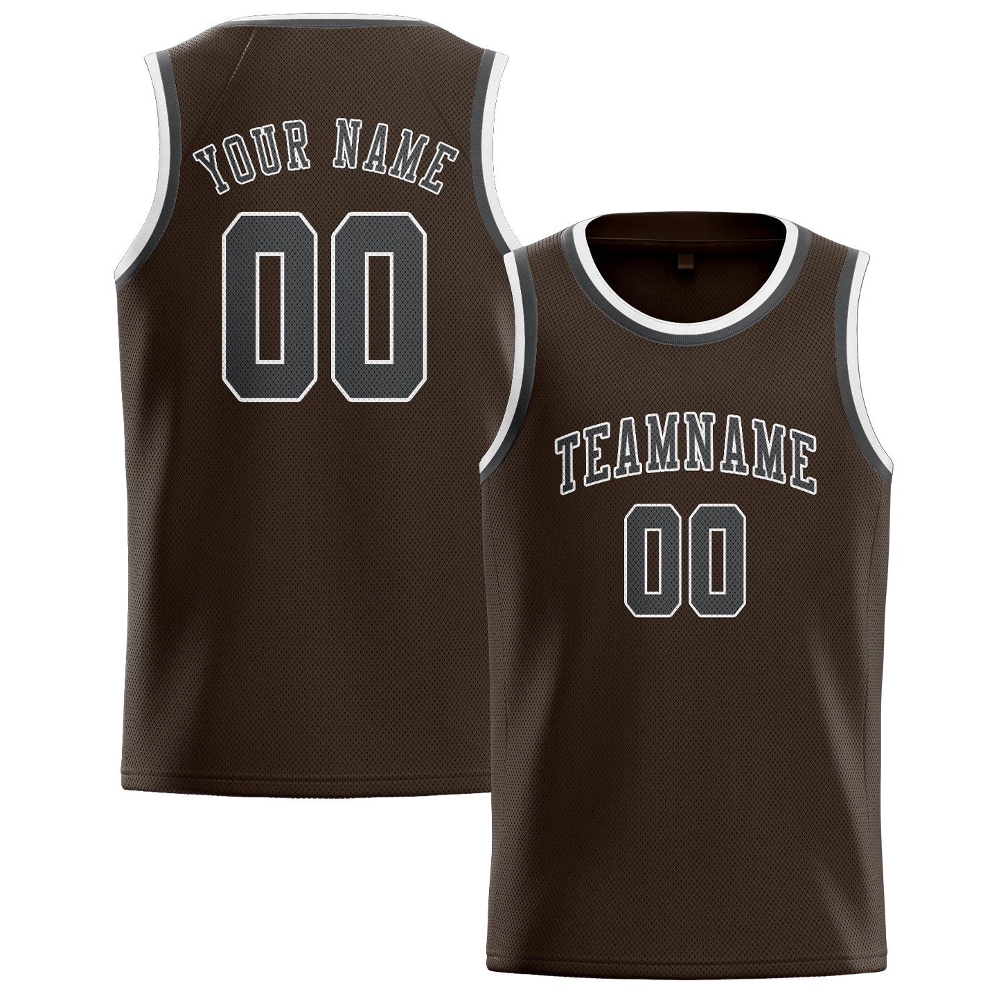 Maillot de basketball personnalisé marron et gris foncé
