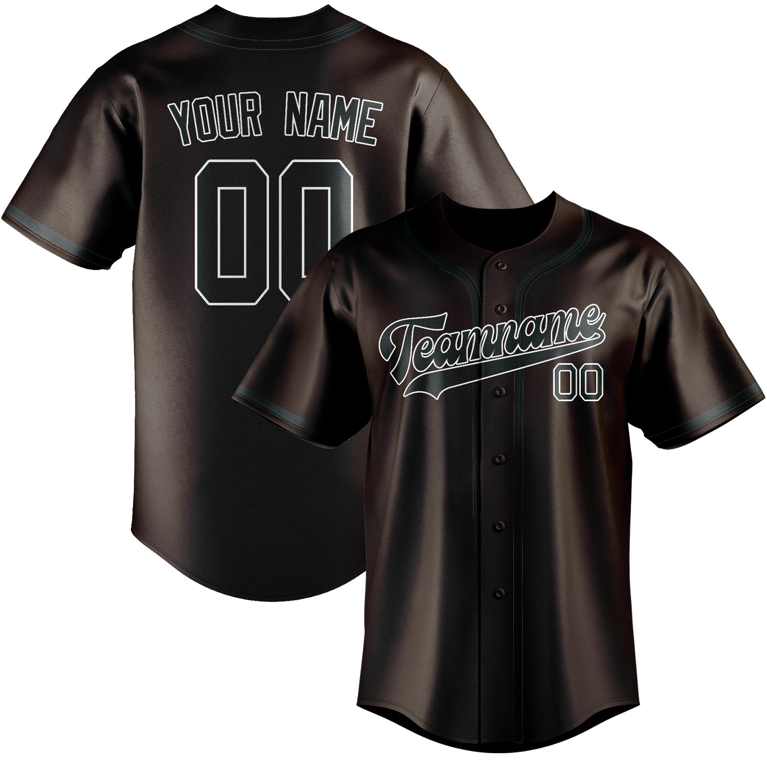 Maillot de baseball personnalisé marron et gris foncé