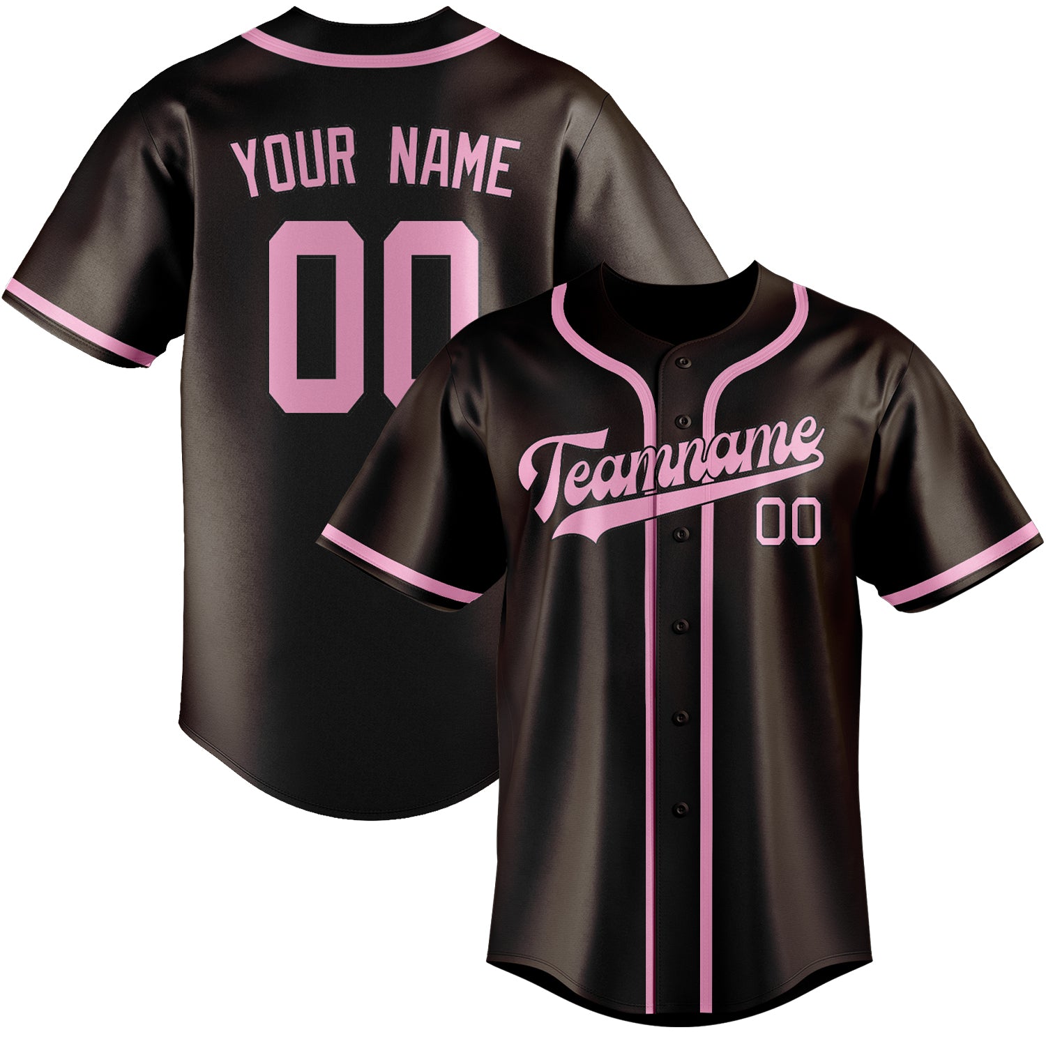 Maillot de baseball personnalisé marron et rose clair
