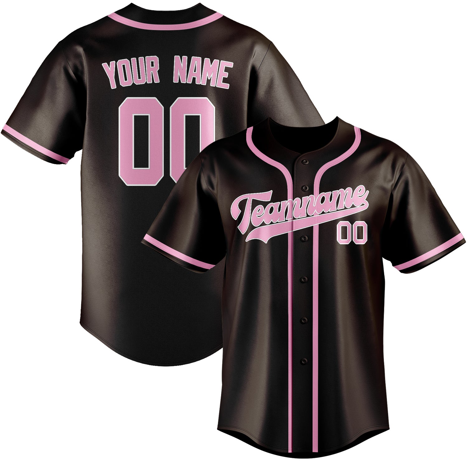 Maillot de baseball personnalisé marron et rose clair