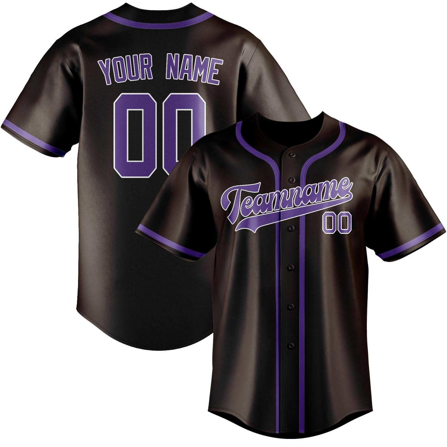 Maillot de baseball personnalisé marron clair et violet