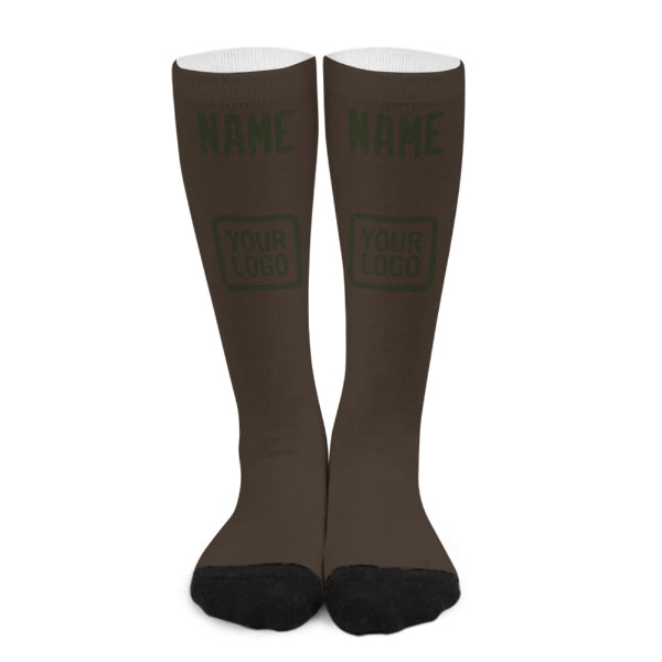 Chaussettes hautes marron olive personnalisées