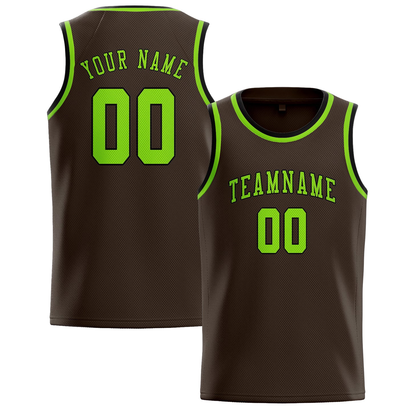 Maillot de basketball personnalisé marron et vert émeraude