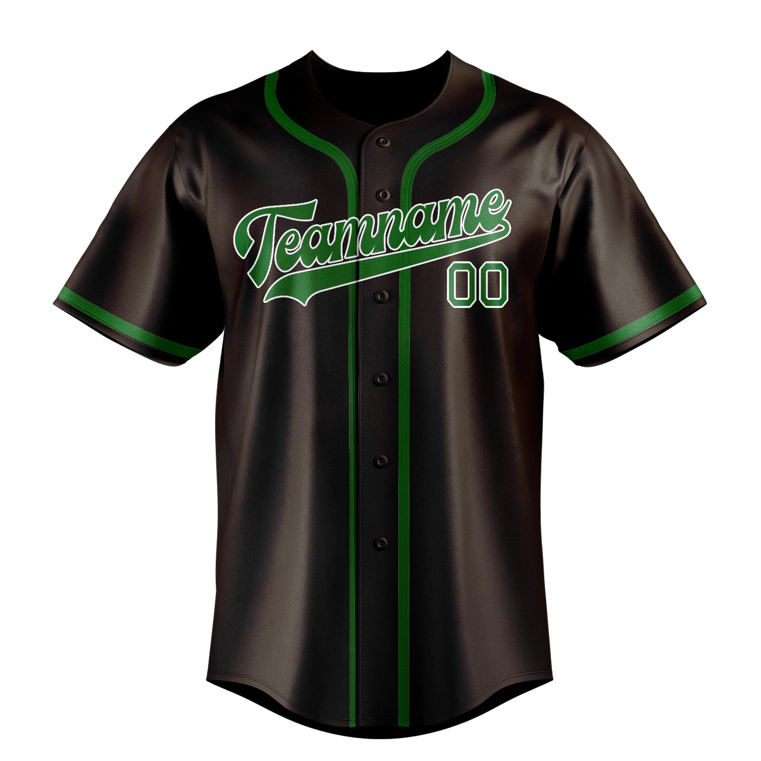 Maillot de baseball personnalisé marron et vert émeraude