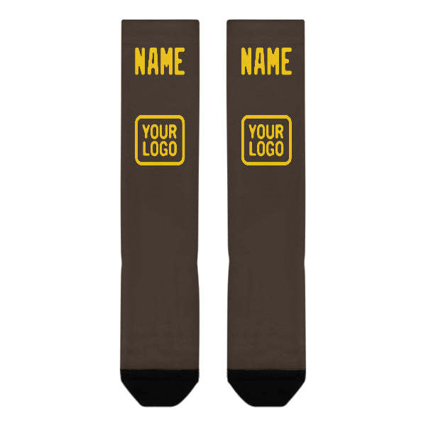 Chaussettes hautes marron et or personnalisées