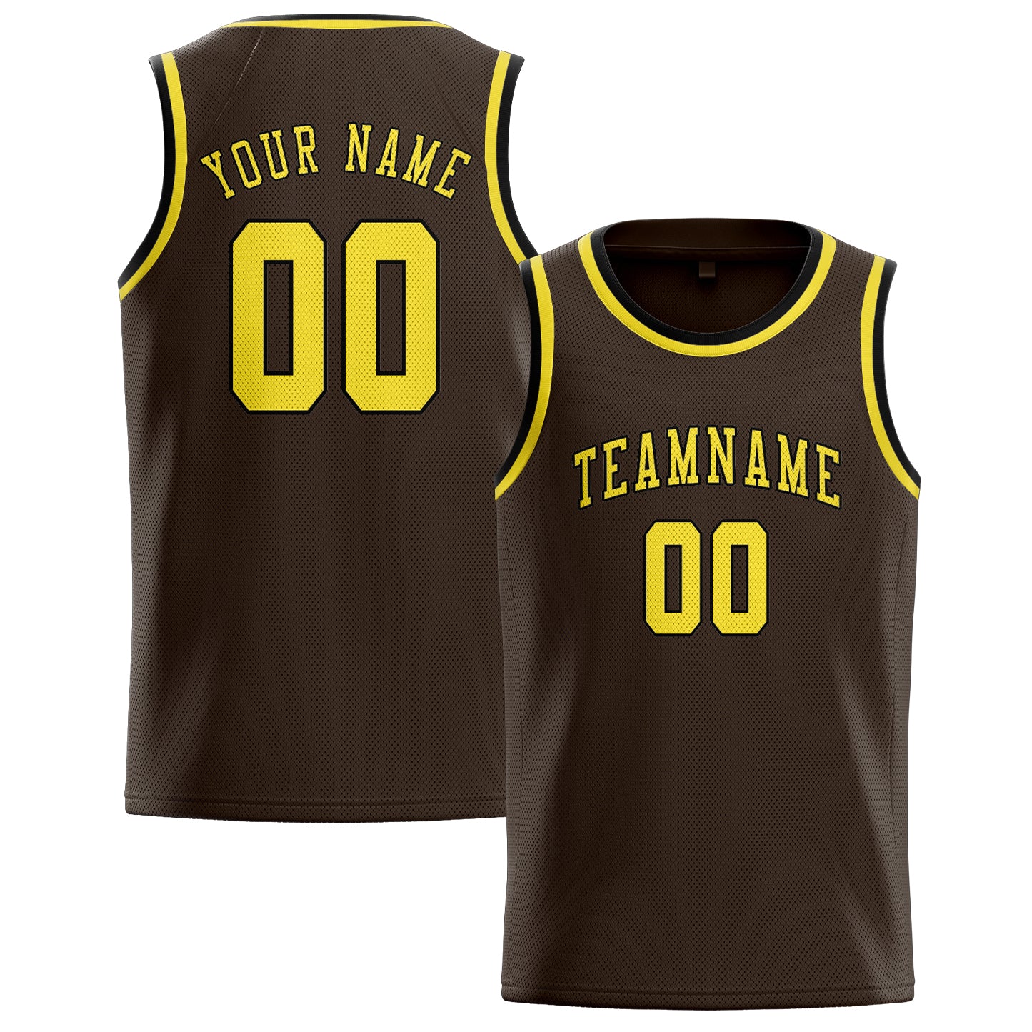Maillot de basketball personnalisé marron et jaune clair