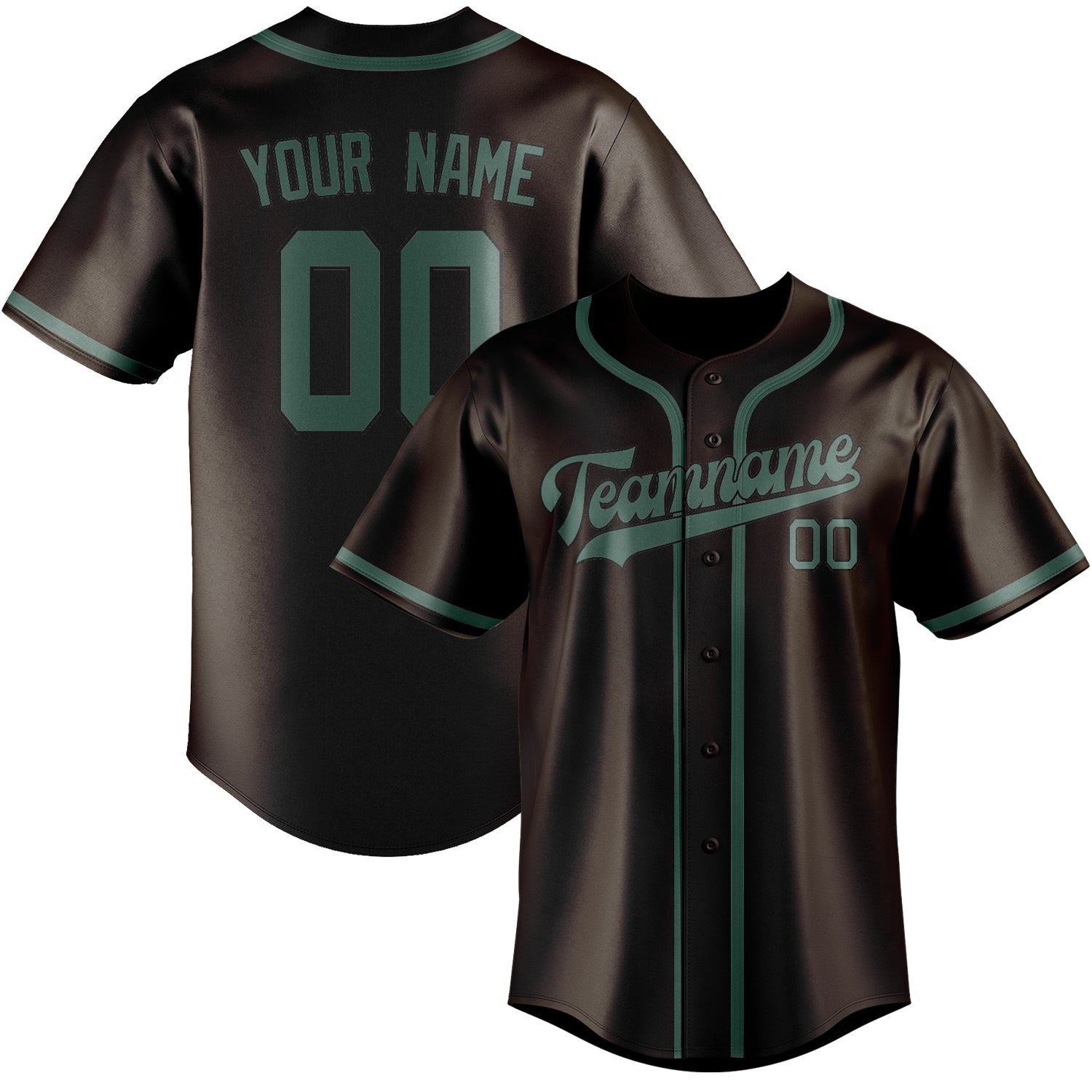 Maillot de baseball personnalisé marron, bleu et vert