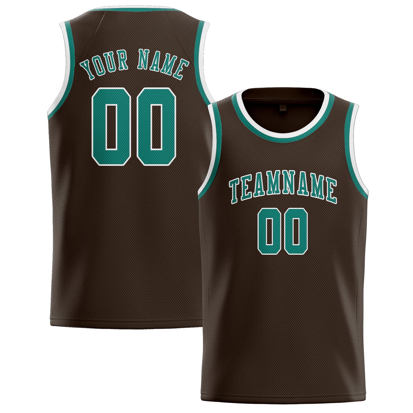 Maillot de basketball personnalisé marron, bleu et vert