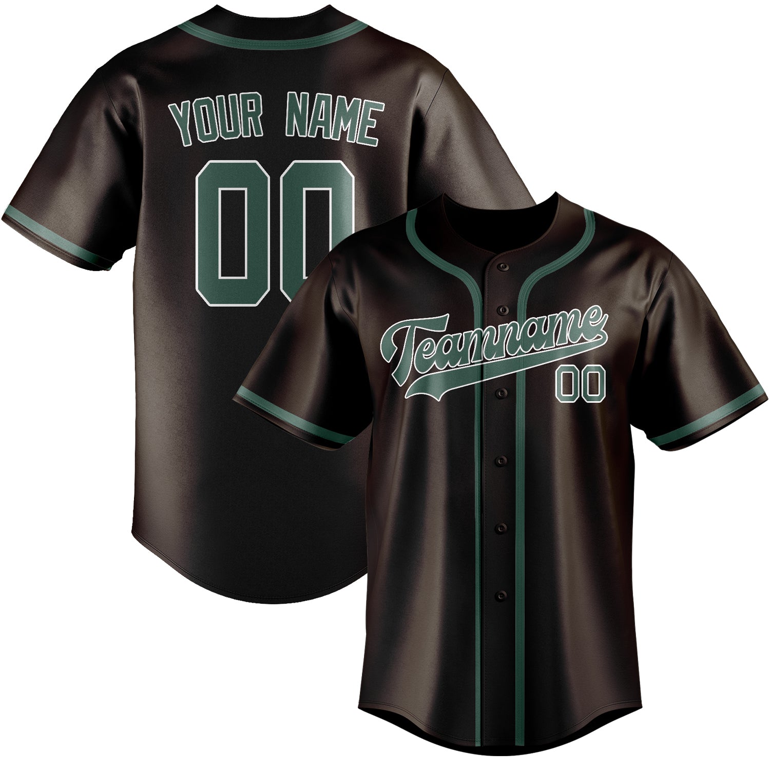 Maillot de baseball personnalisé marron, bleu et vert