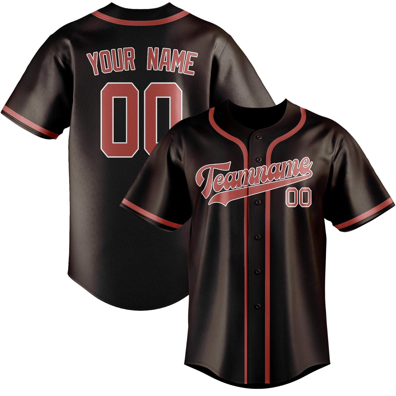 Maillot de baseball personnalisé marron Copper Rose