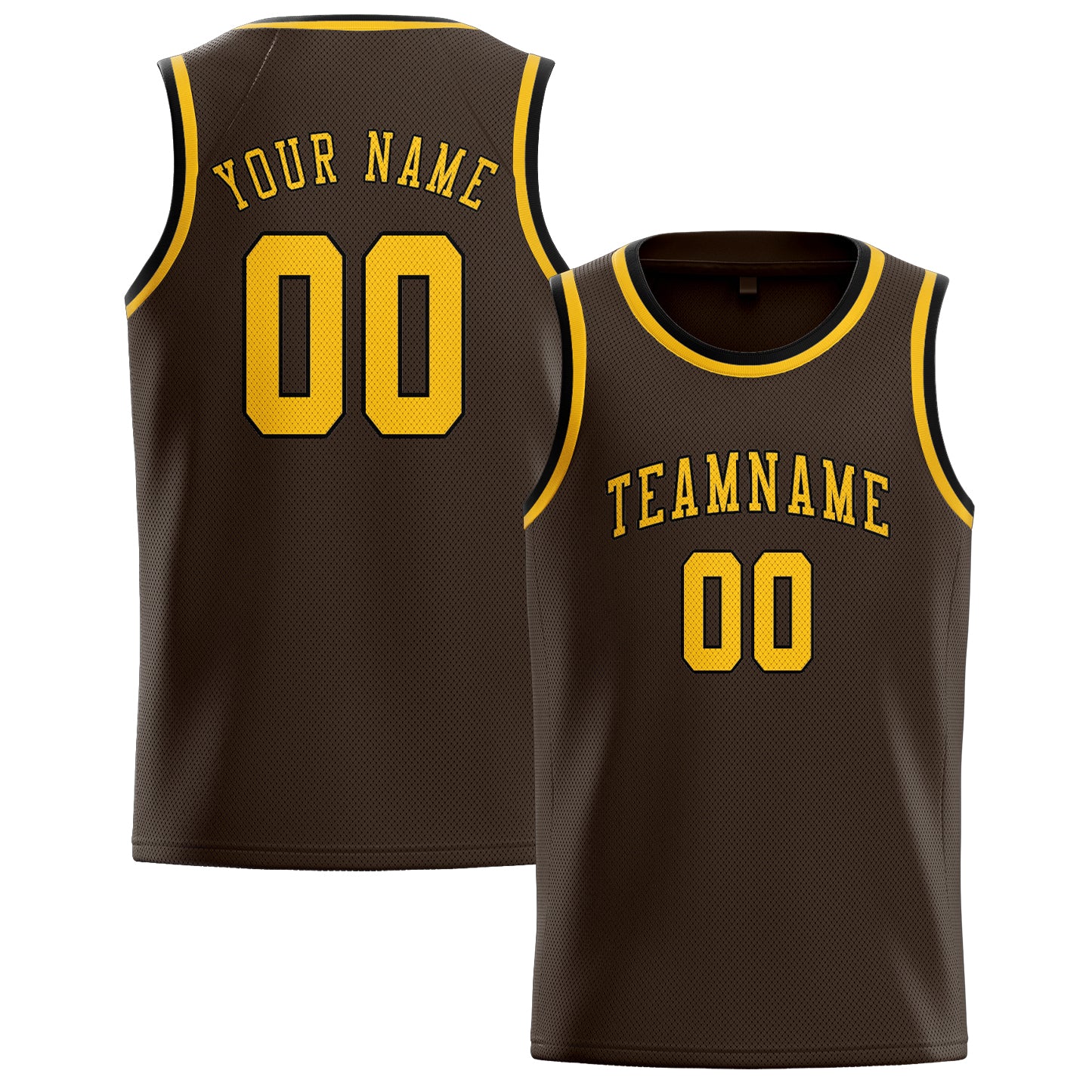 Maillot de basketball personnalisé marron et or