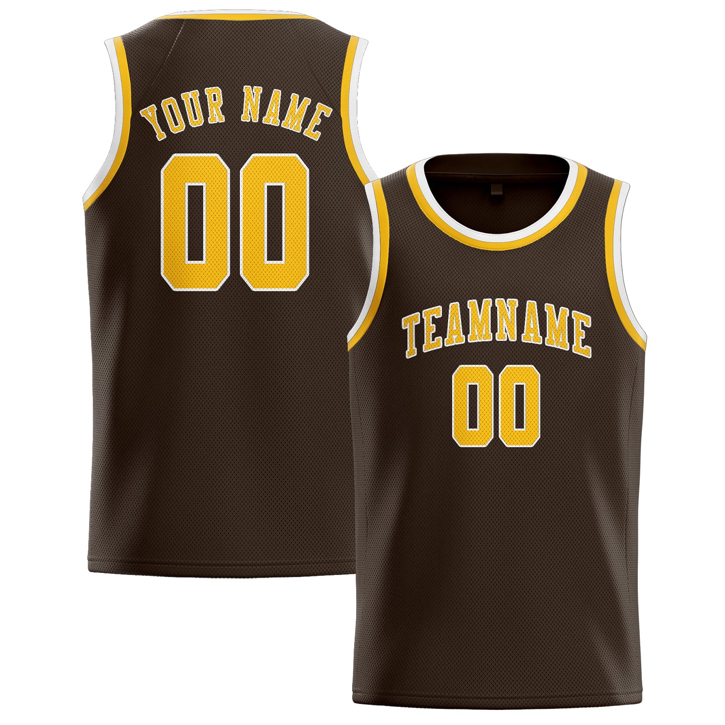 Maillot de basketball personnalisé marron et or