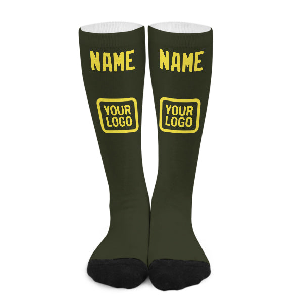 Chaussettes hautes personnalisées jaune olive clair