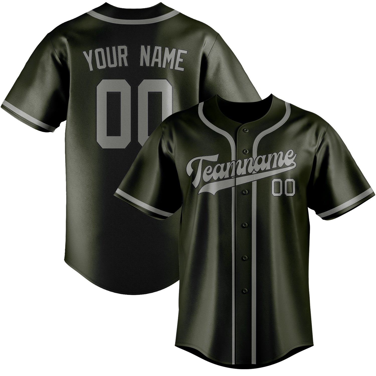 Maillot de baseball personnalisé gris olive