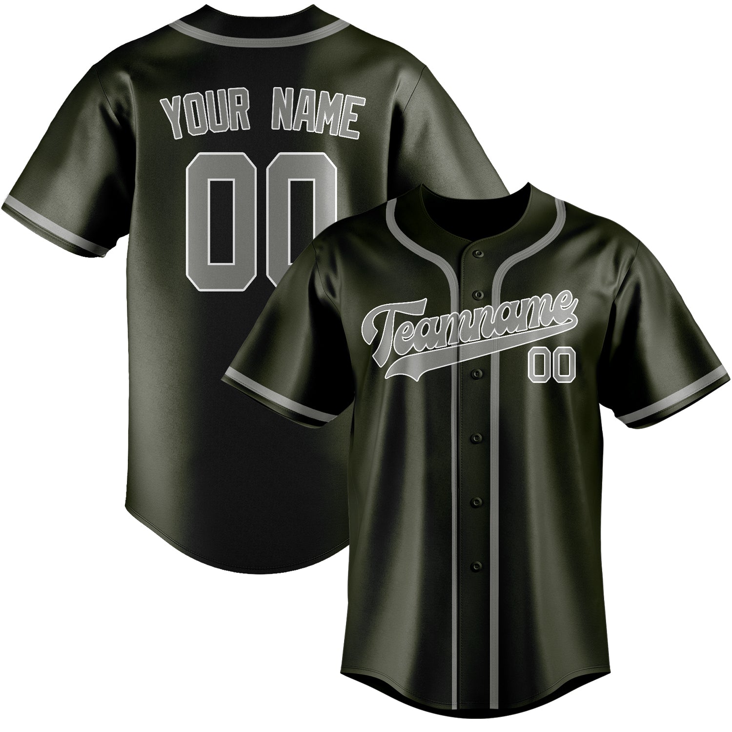 Maillot de baseball personnalisé gris olive
