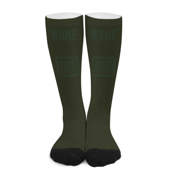 Chaussettes hautes personnalisées vert olive foncé