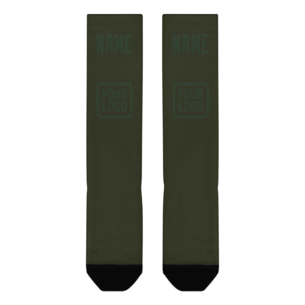Chaussettes hautes personnalisées vert olive foncé