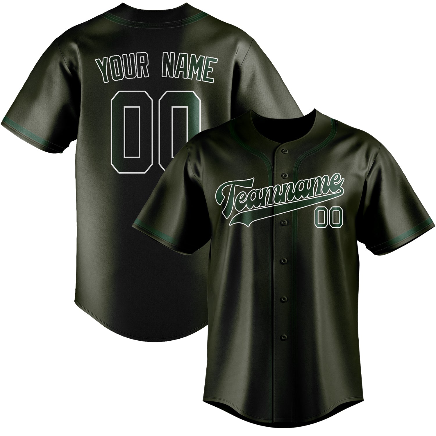 Maillot de baseball vert olive personnalisé