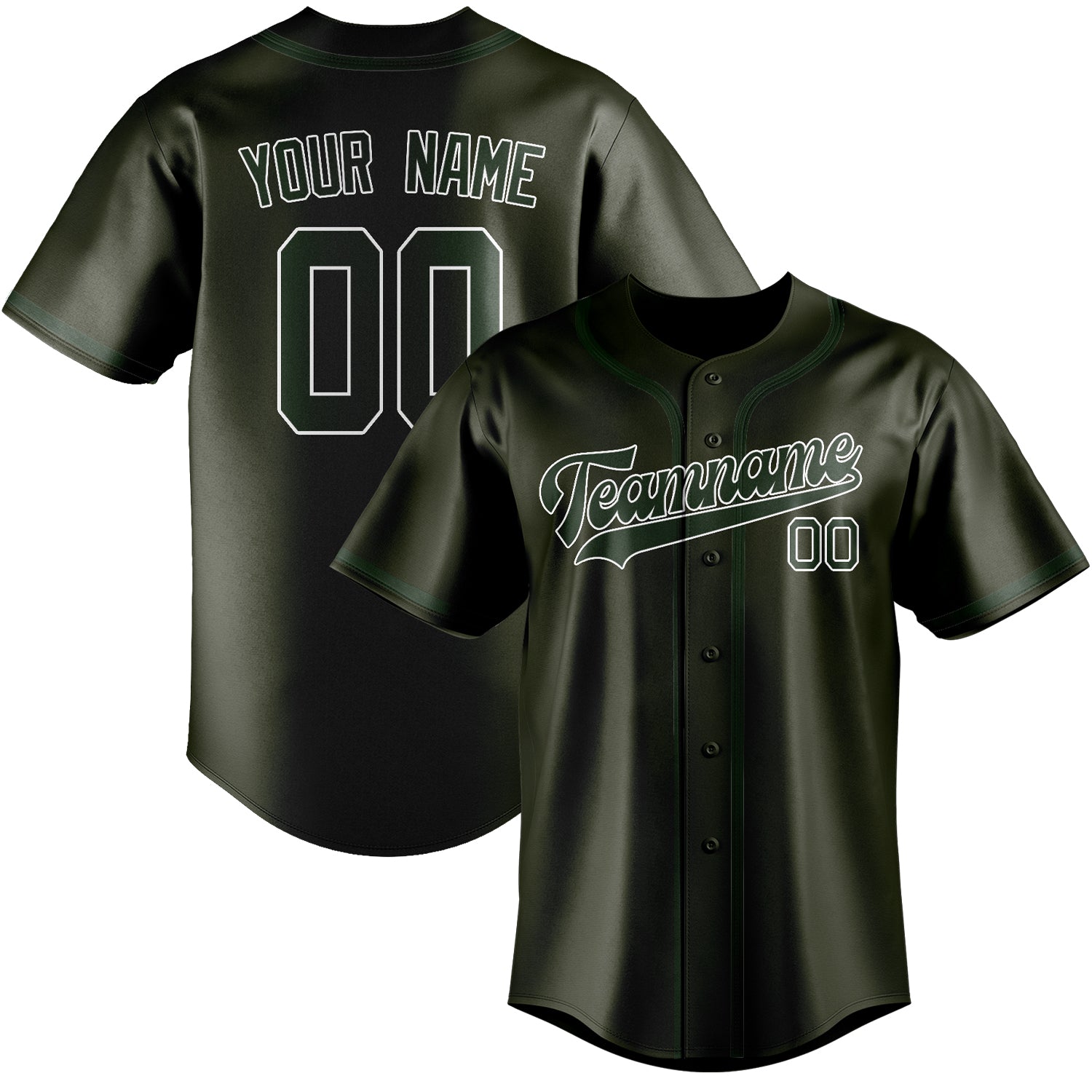 Maillot de baseball personnalisé vert olive foncé