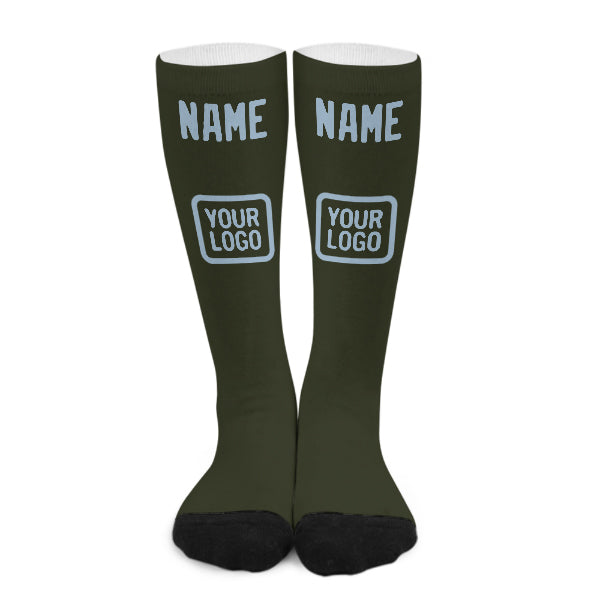 Chaussettes hautes personnalisées bleu clair olive