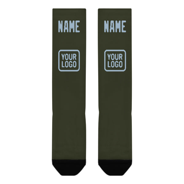 Chaussettes hautes personnalisées bleu clair olive