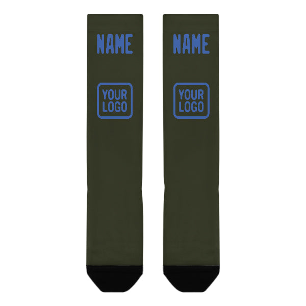 Chaussettes hautes personnalisées bleu ciel olive