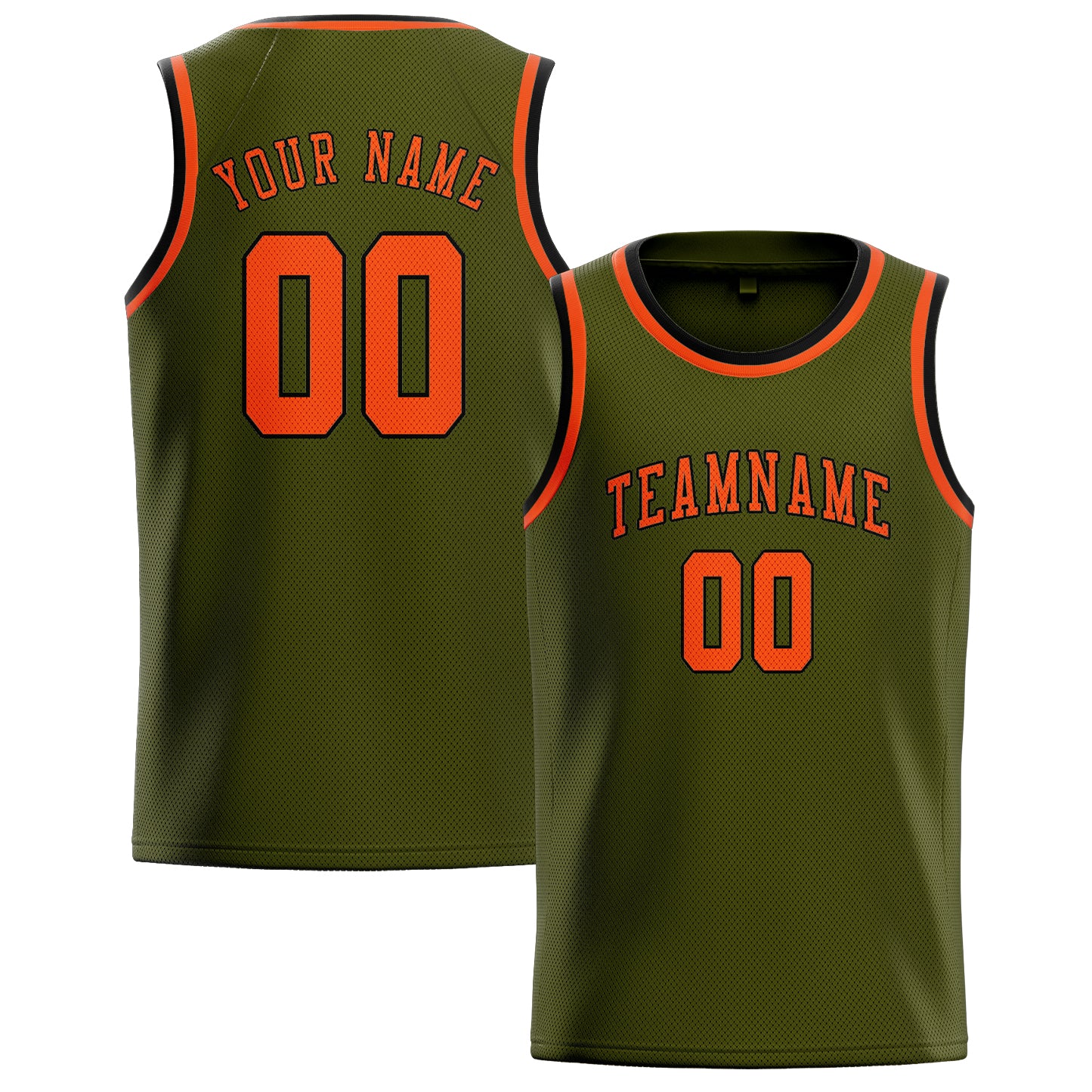 Maillot de basketball personnalisé olive orange rouge