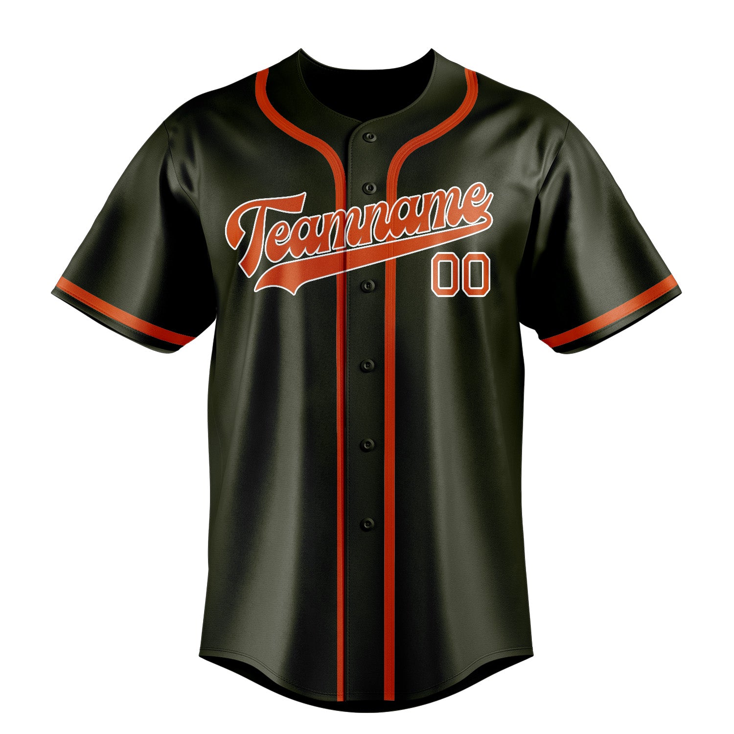 Maillot de baseball personnalisé olive orange rouge