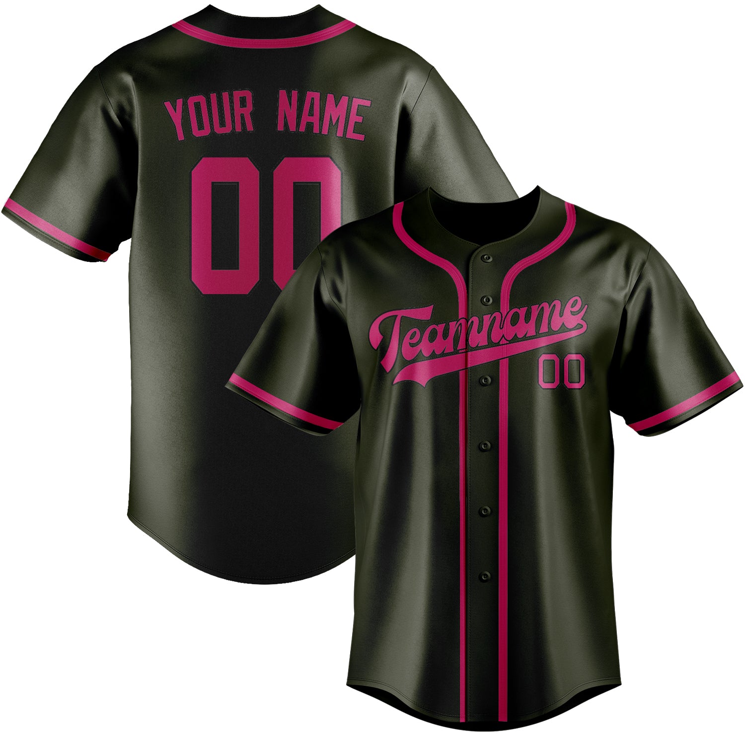 Maillot de baseball personnalisé rose olive