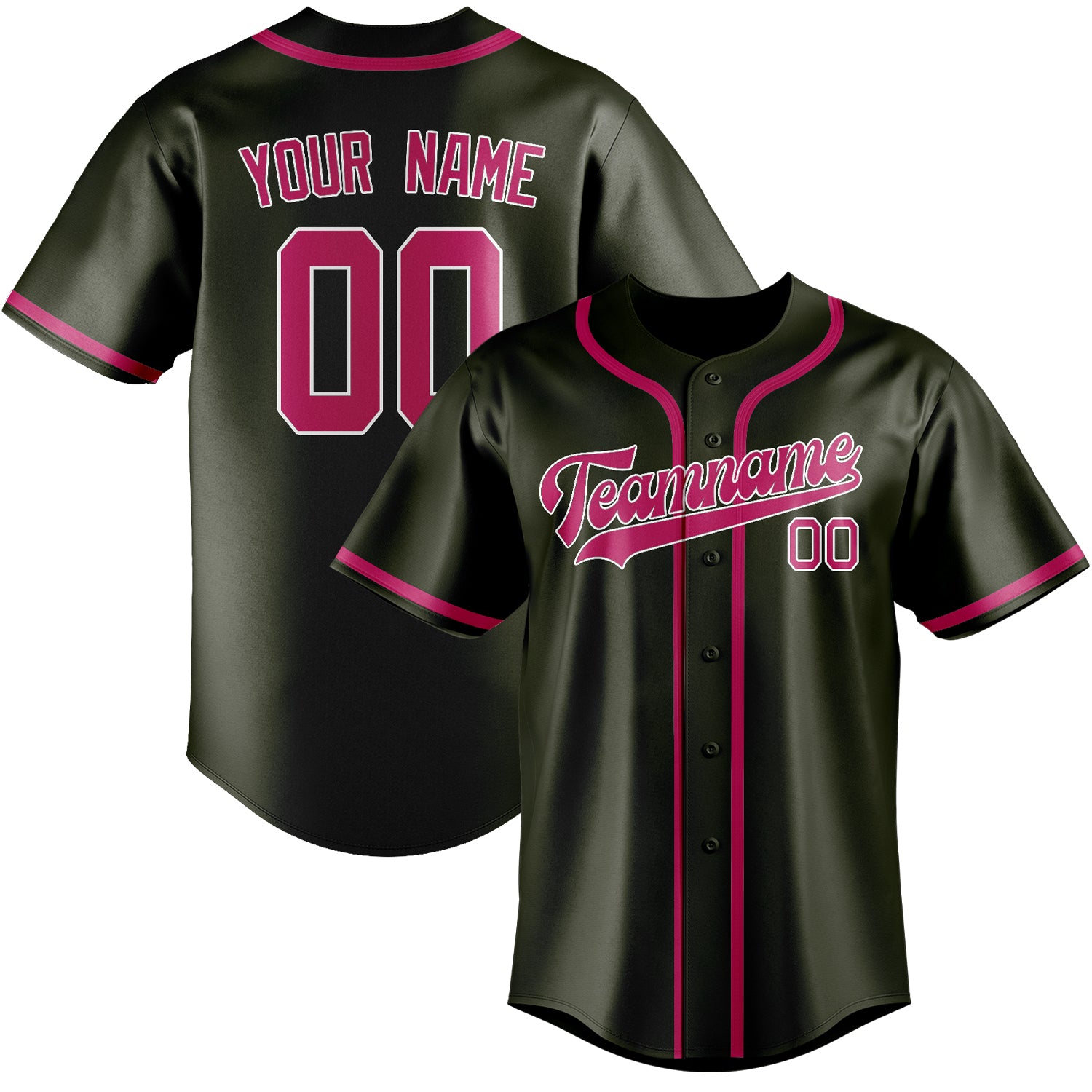 Maillot de baseball personnalisé rose olive