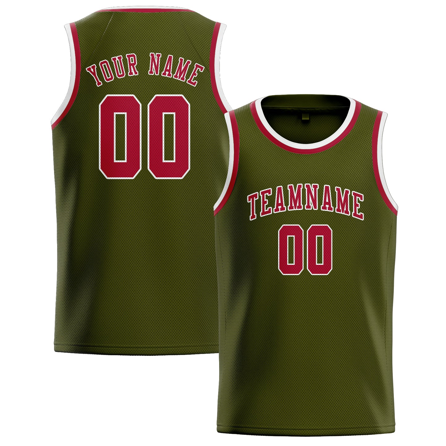 Maillot de basketball personnalisé rouge olive
