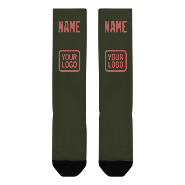 Chaussettes hautes personnalisées Olive Copper Rose