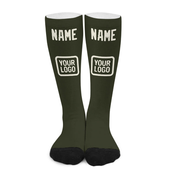 Chaussettes hautes personnalisées couleur crème olive