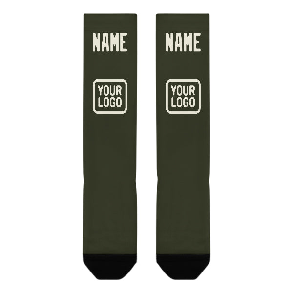 Chaussettes hautes personnalisées couleur crème olive