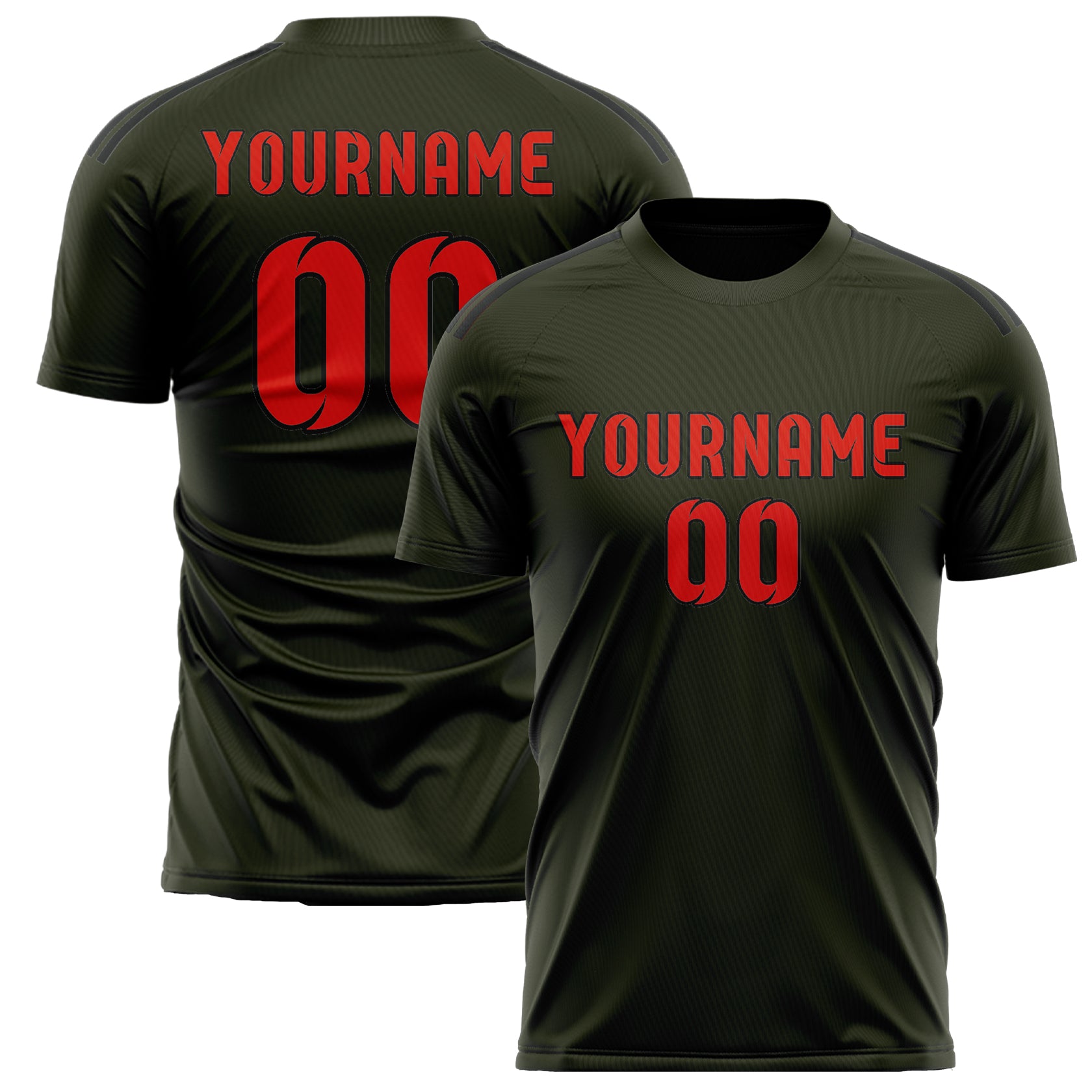 Maillot de football personnalisé olive orange rouge