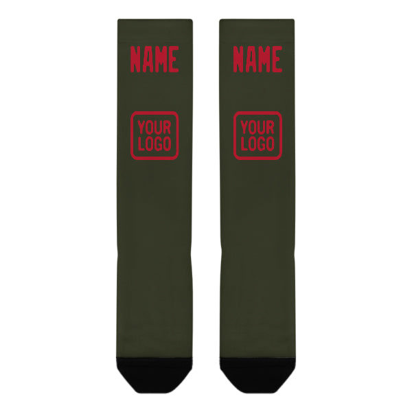 Chaussettes hautes personnalisées rouge olive