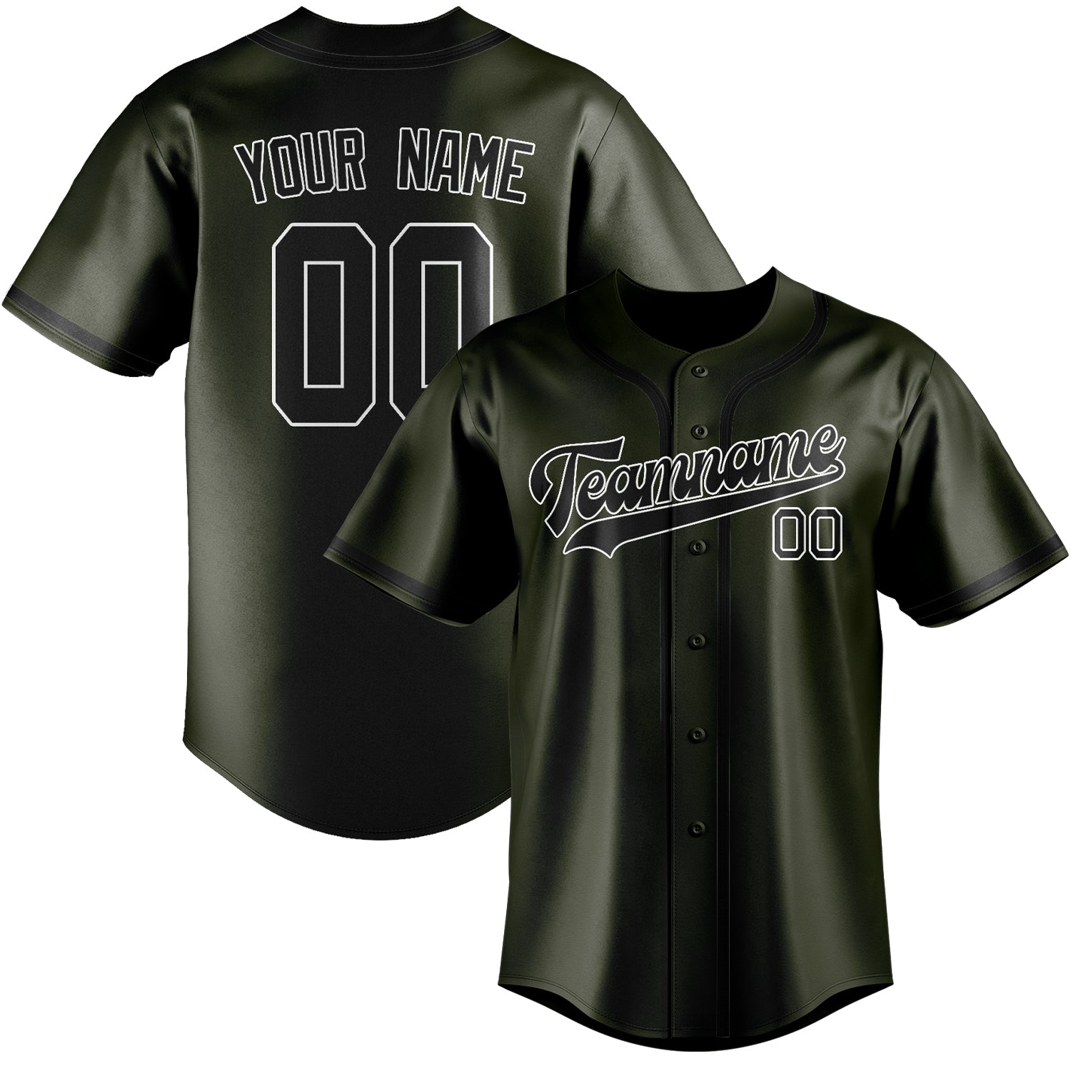 Maillot de baseball personnalisé olive et noir
