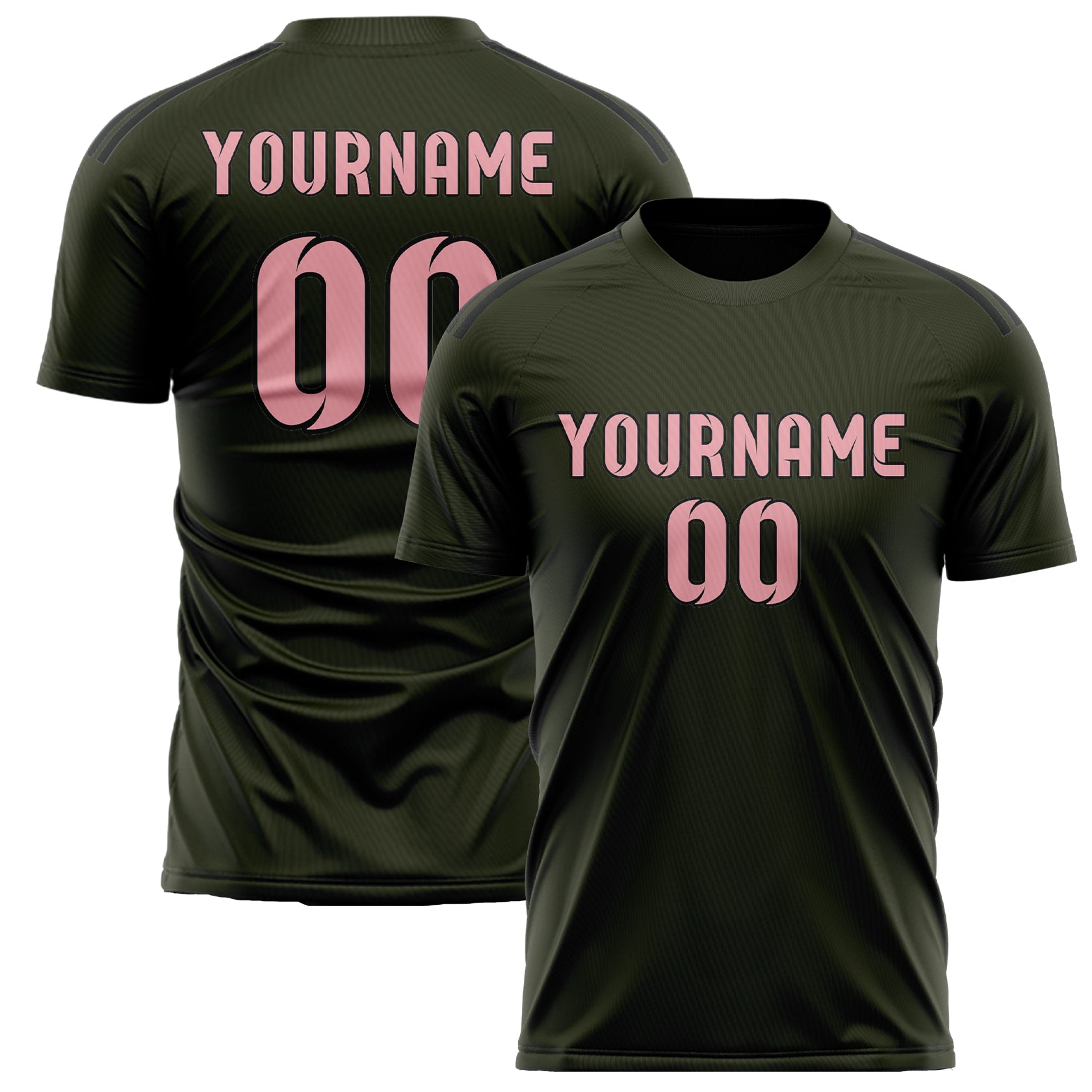 Maillot de football personnalisé olive et rose clair