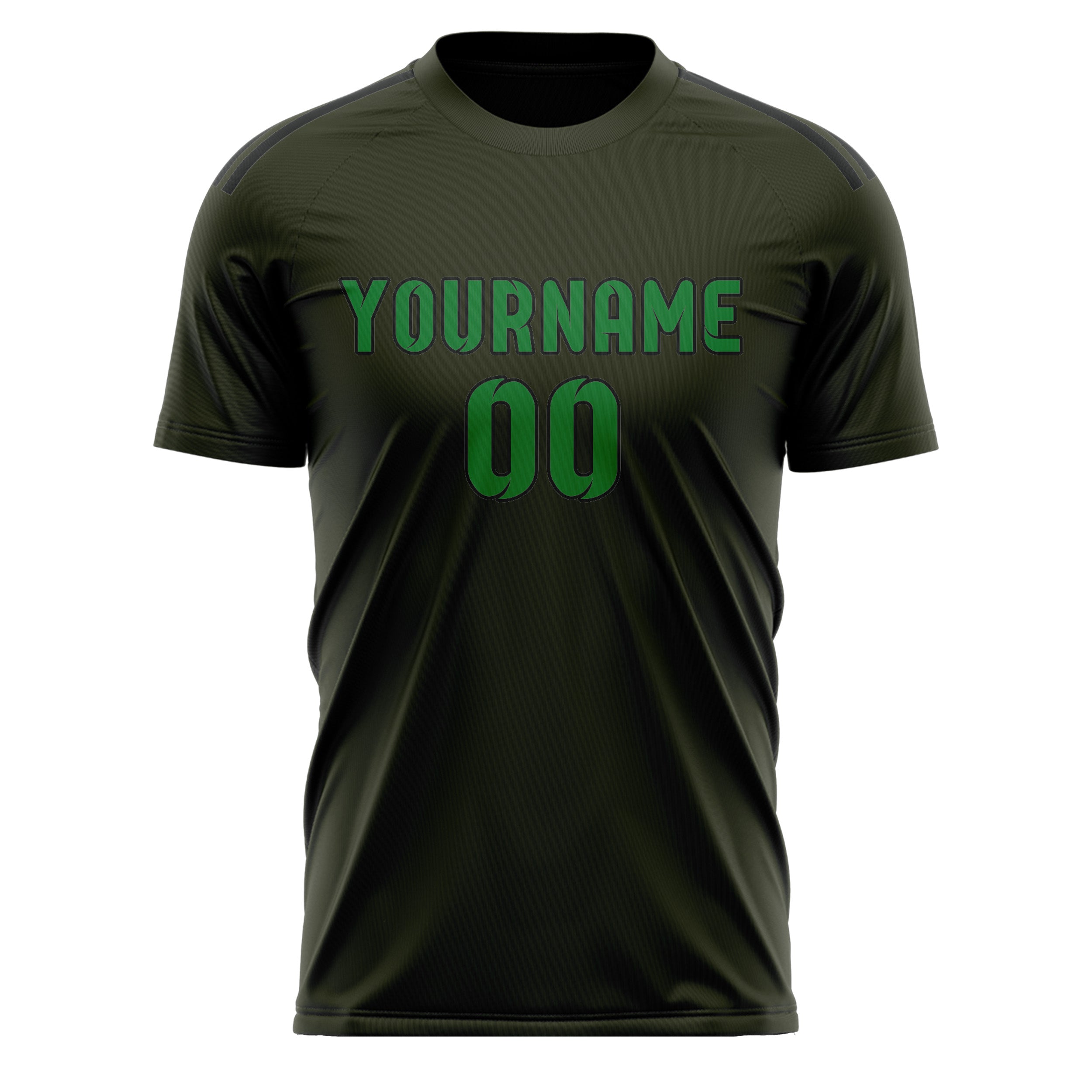 Maillot de football personnalisé vert olive et émeraude