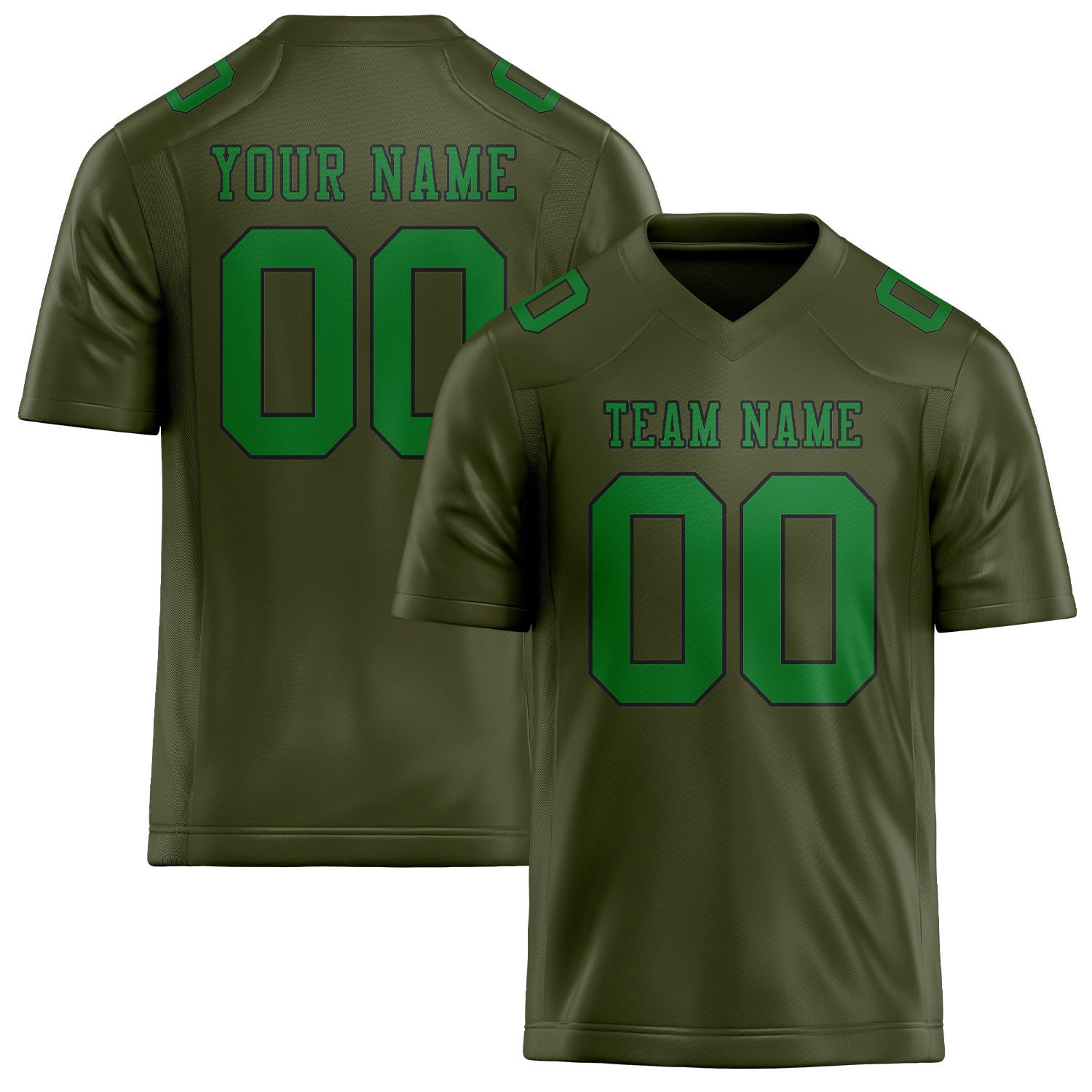 Maillot de football personnalisé vert olive et émeraude