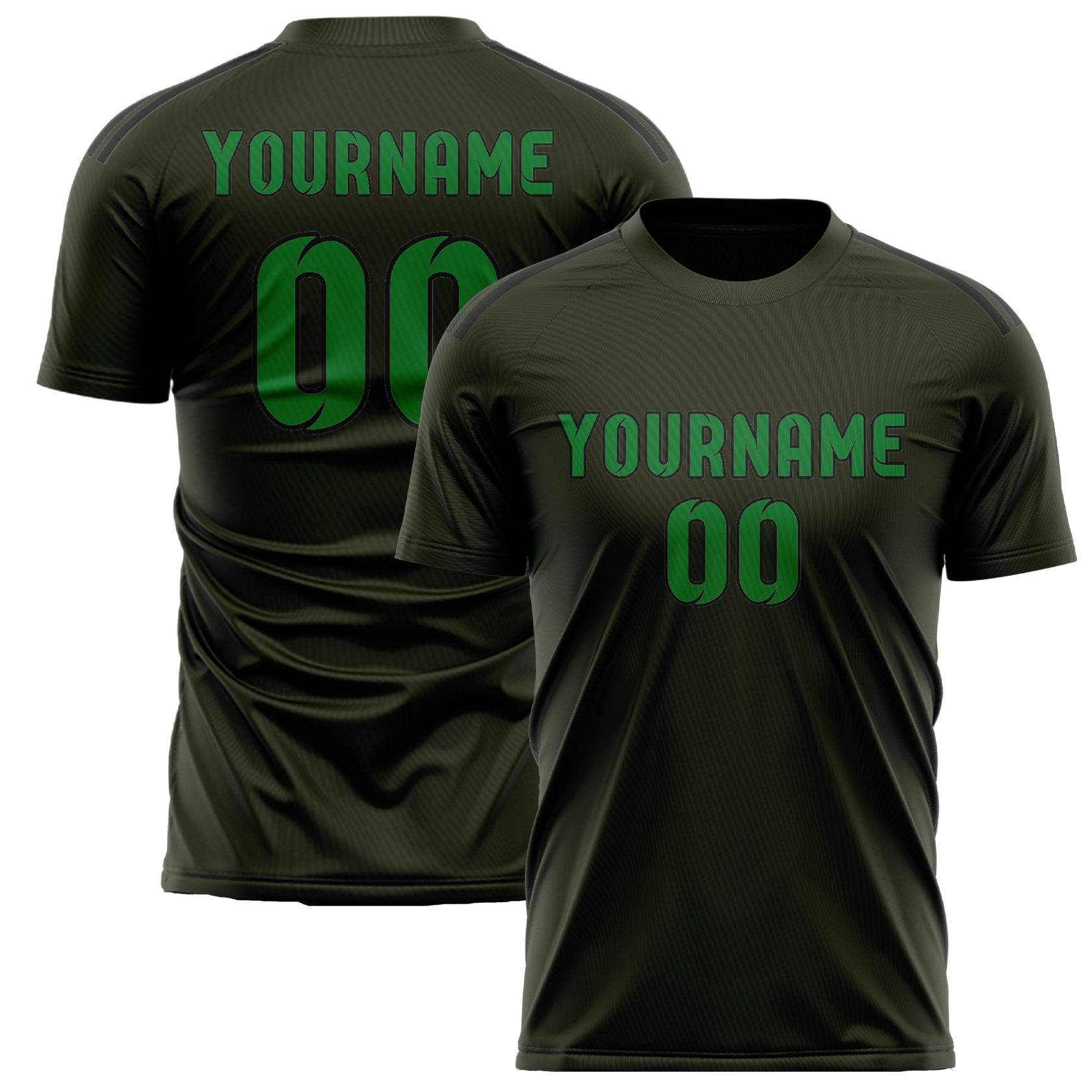 Maillot de football personnalisé vert olive et émeraude