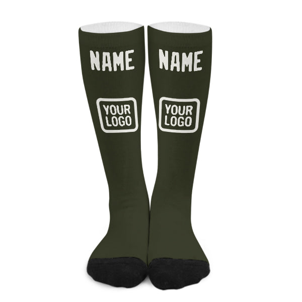 Chaussettes hautes blanches olive personnalisées