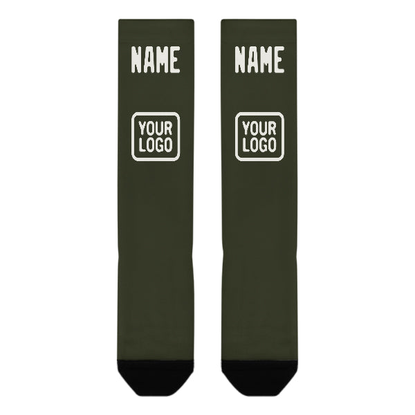 Chaussettes hautes blanches olive personnalisées