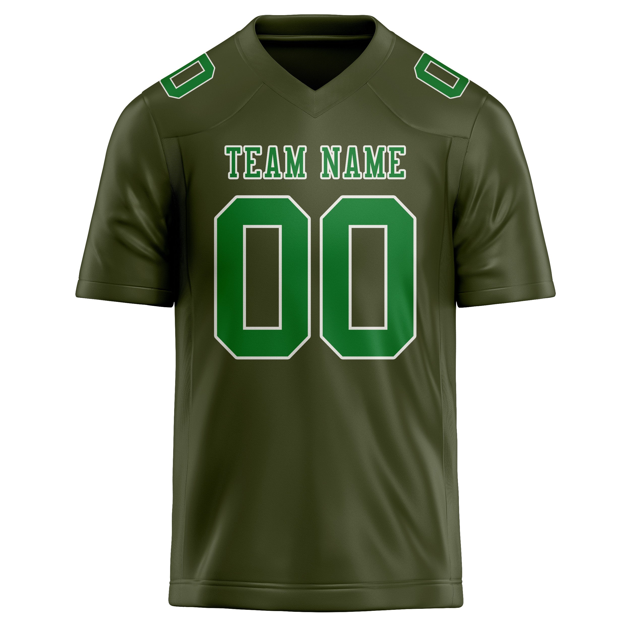 Maillot de football personnalisé vert olive et émeraude