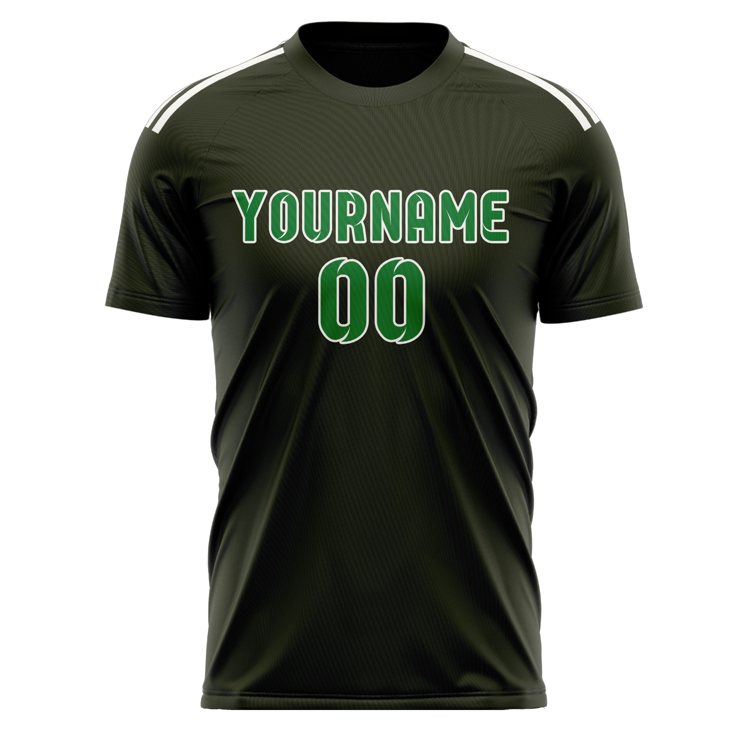 Maillot de football personnalisé vert olive et émeraude