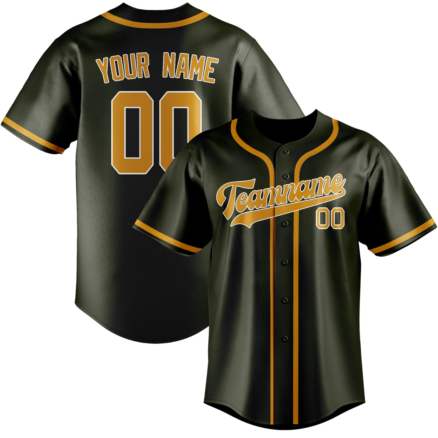 Maillot de baseball personnalisé jaune olive