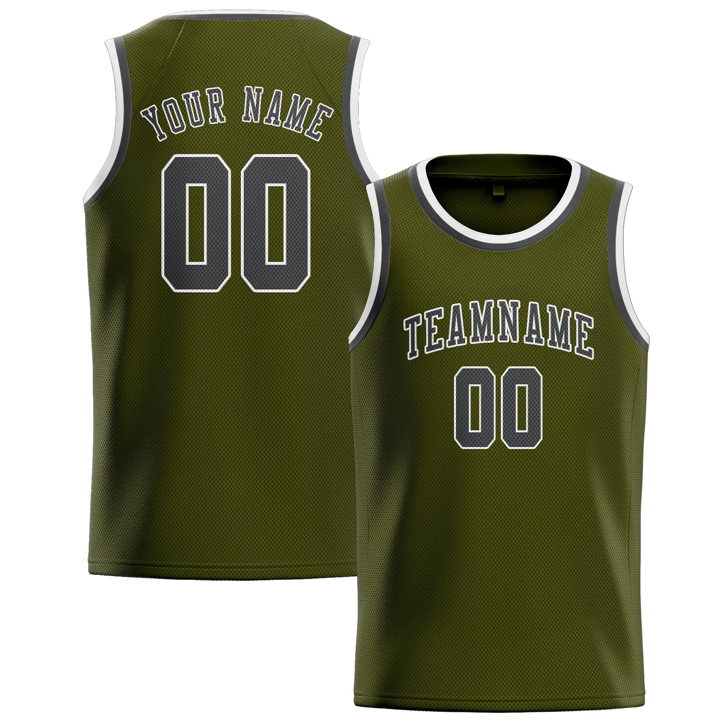 Maillot de basketball personnalisé olive gris foncé